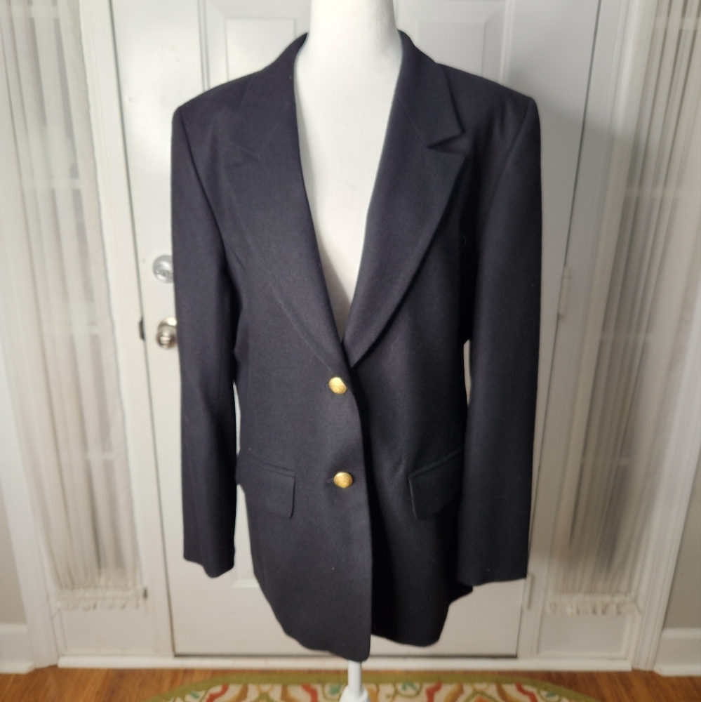 Women's Pendleton Classic 100% Virgin Wool Black Jacket Blazer Size 12